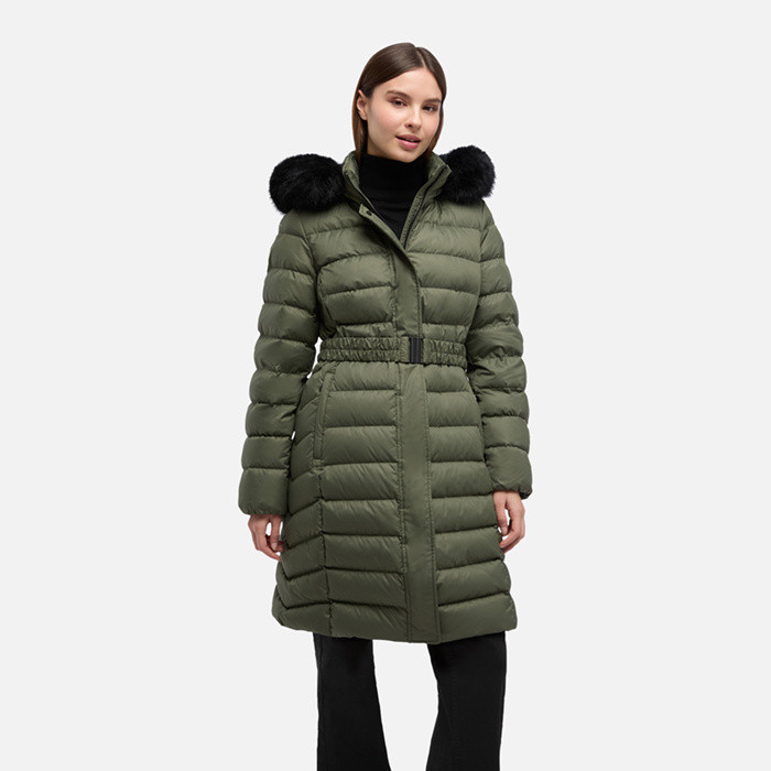 Full-length quilted coat CATRIA WOMAN Grape leaf | GEOX
