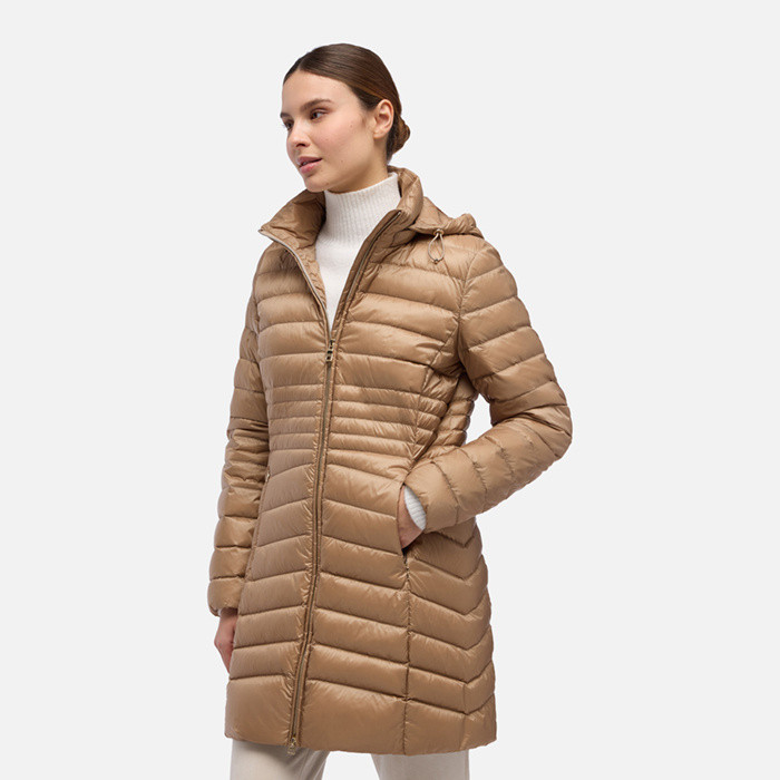 Full-length quilted coat JAYSEN WOMAN Natural | GEOX