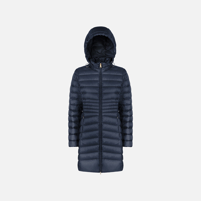 Full-length quilted coat JAYSEN WOMAN Sky captain | GEOX