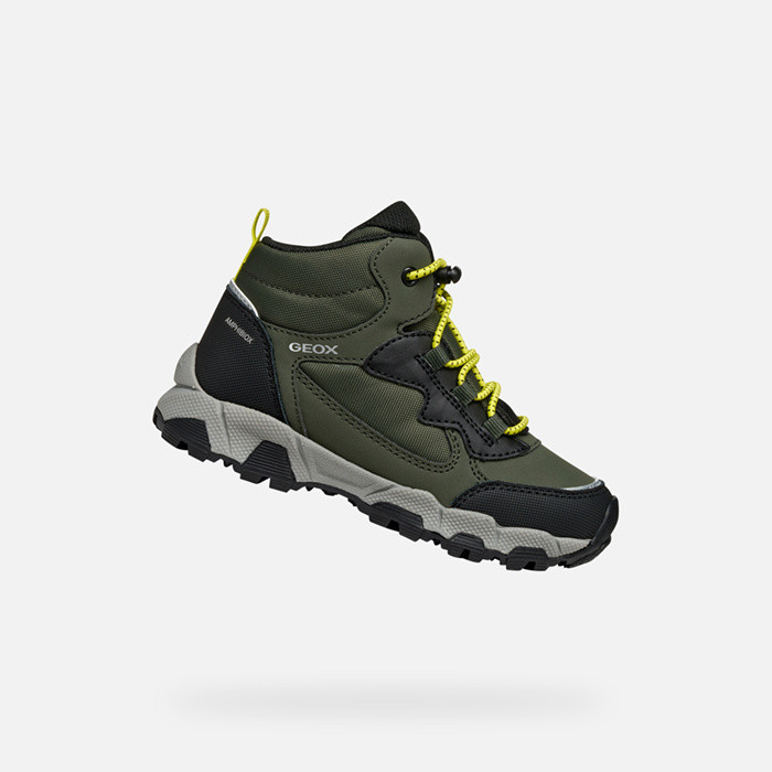 Waterproof trainers MAGNETAR ABX JUNIOR Military/Lime | GEOX