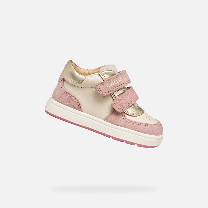 Sneakers with straps BIGLIA BABY Light ivory/Old rose | GEOX