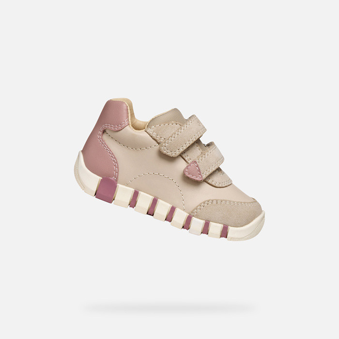 Sneakers with straps IUPIDOO BABY Papyrus/Light rose | GEOX