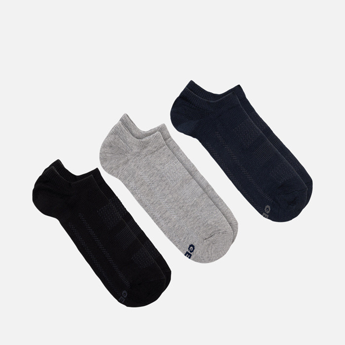 Short socks THREE-PACK SOCKS MAN Black/Melange grey/Blue | GEOX