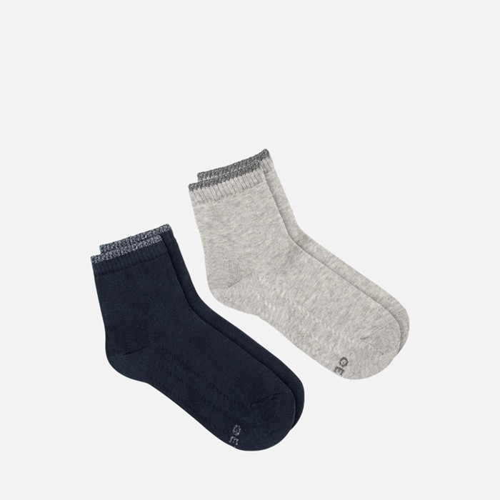 Ankle socks TWO-PACK SOCKS WOMAN Blue/Melange Grey | GEOX