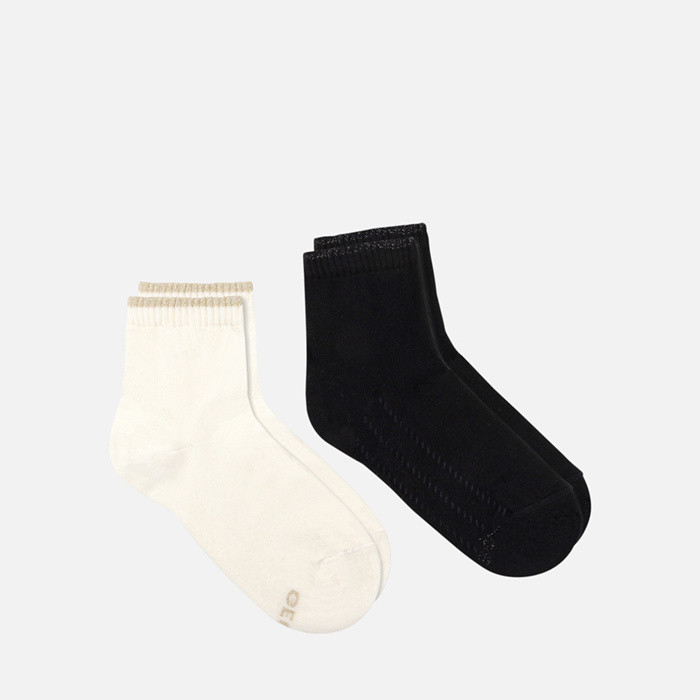 Ankle socks TWO-PACK SOCKS WOMAN Black/Cream white | GEOX