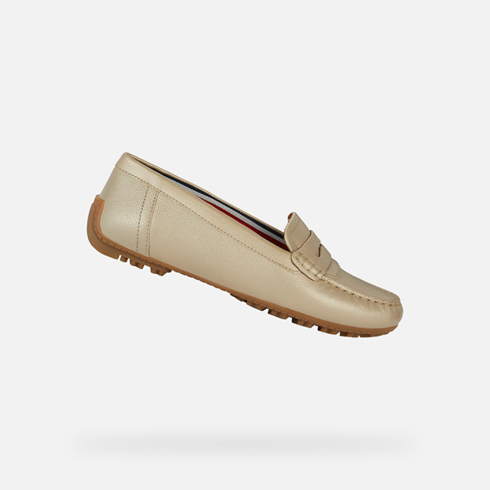 leather loafers KOSMOPOLIS + GRIP WOMAN Light Gold | GEOX
