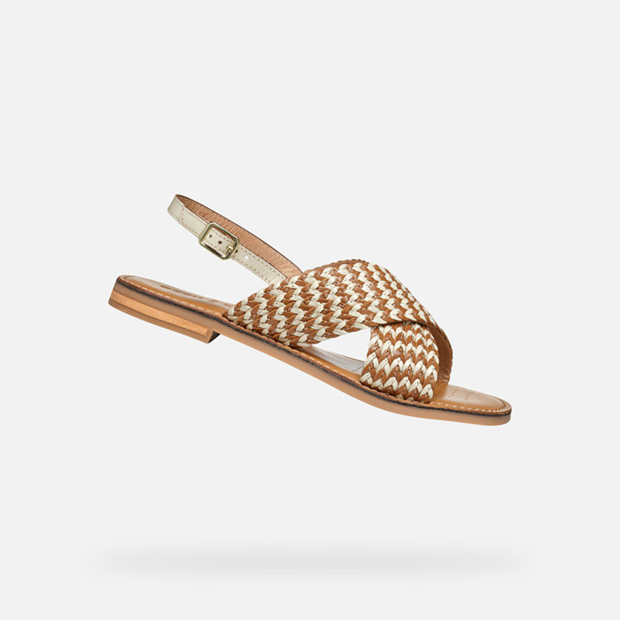 Flat sandals MADDALUSIA C WOMAN Camel/Papyrus | GEOX