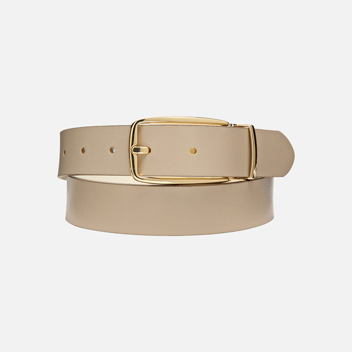 Leather belt BELT WOMAN Light taupe/White | GEOX